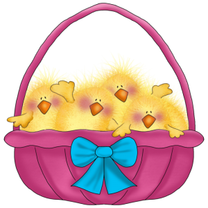 easter basket of baby chicks